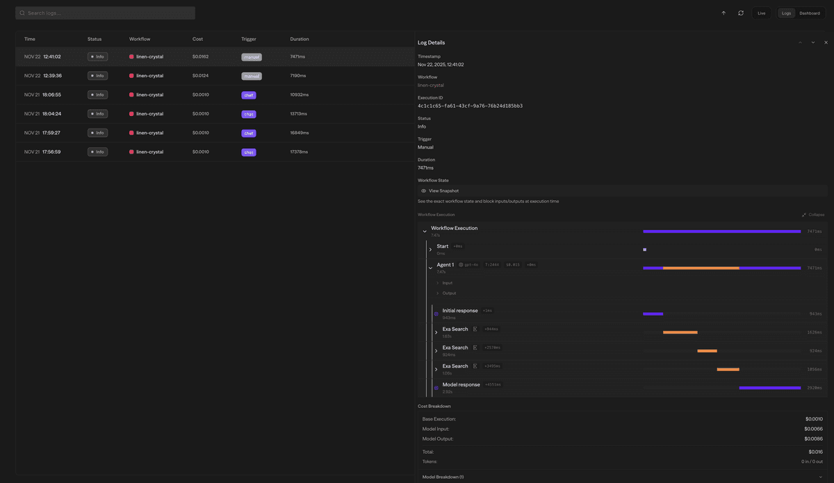 Logs Sidebar Details